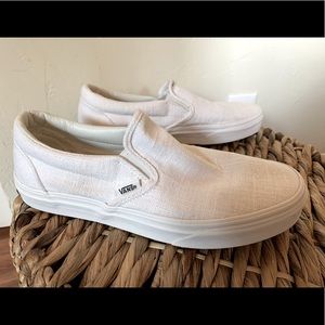 Vans white slip on skate shoes sz 9.5w/8.0m